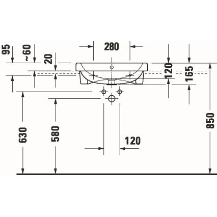 Duravit 24035500002 - Upotettava pesuallas D-CODE 55x45,5 cm keramiikka/kiiltävä valkoinen
