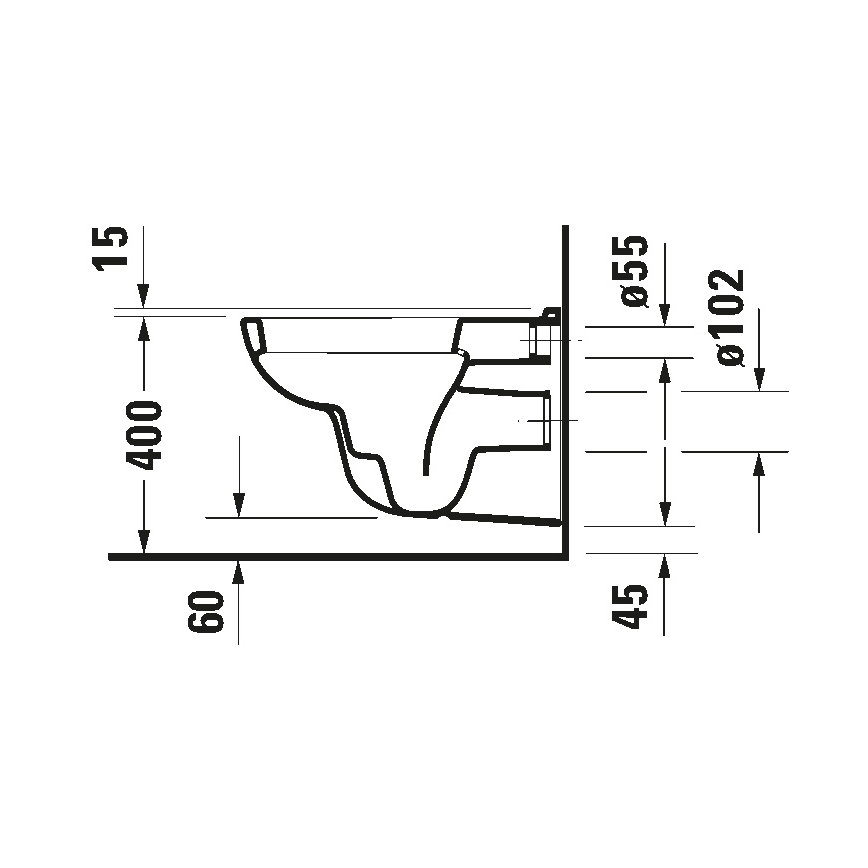 Duravit 25350900002 - Seinä-WC D-CODE keramiikka/kiiltävä valkoinen
