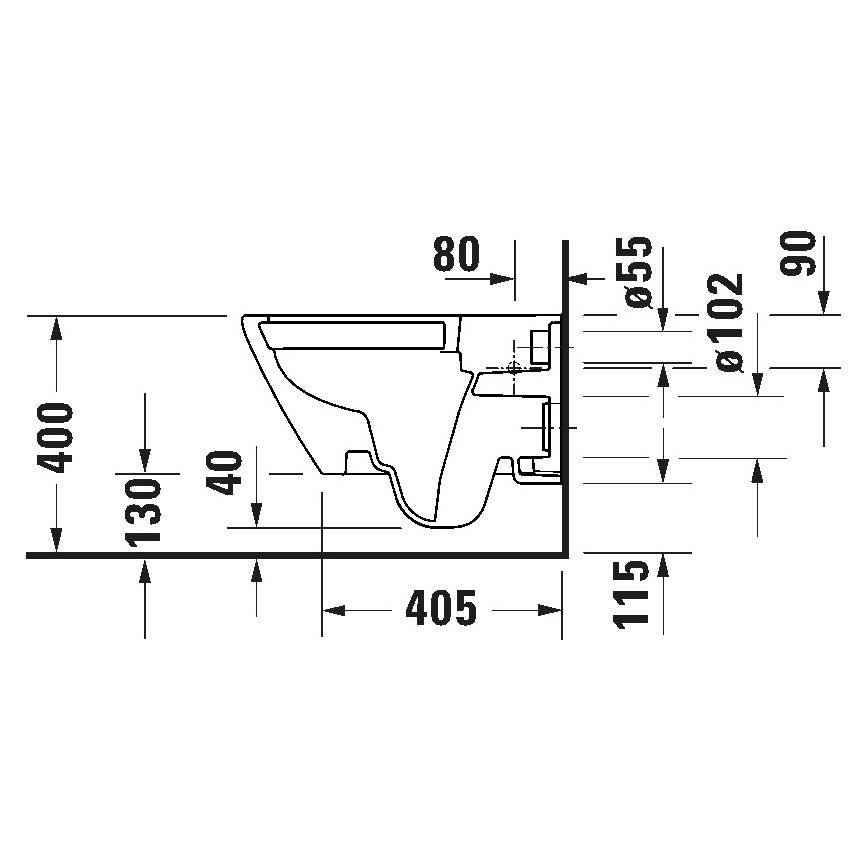 Duravit 49030900B2 - Seinään asennettava WC-istuin istuinkannella D-CODE, keramiikka/kiiltävä valkoinen