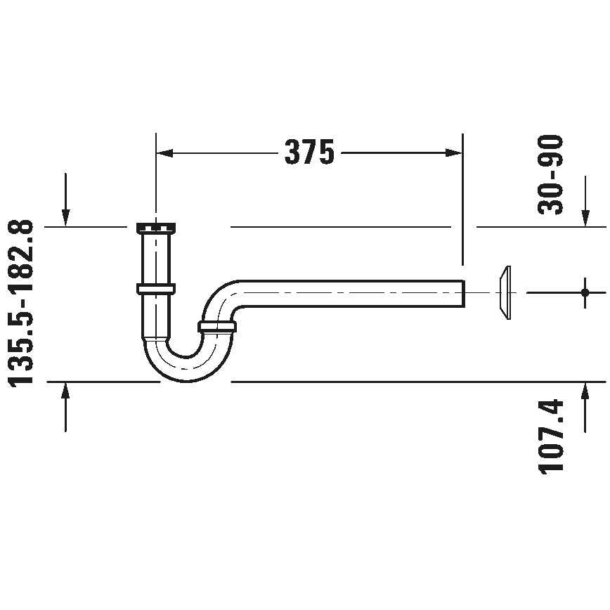 Duravit 50260000 - Pesualtaan sifoni UNIVERSAL, kiiltävä kromi