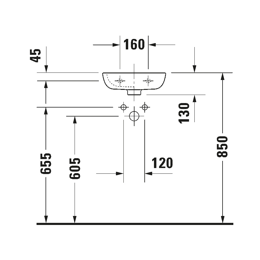 Duravit 7053600082 - Seinään kiinnitettävä pesuallas D-CODE 36x27 cm keramiikka/kiiltävä valkoinen
