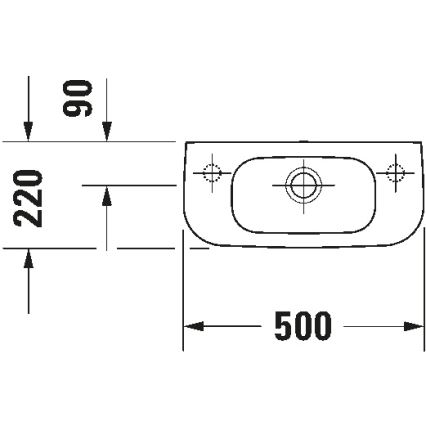 Duravit 7065000092 - Seinäkiinnitteinen pesuallas D-CODE 50x22 cm keramiikka/kiiltävä valkoinen