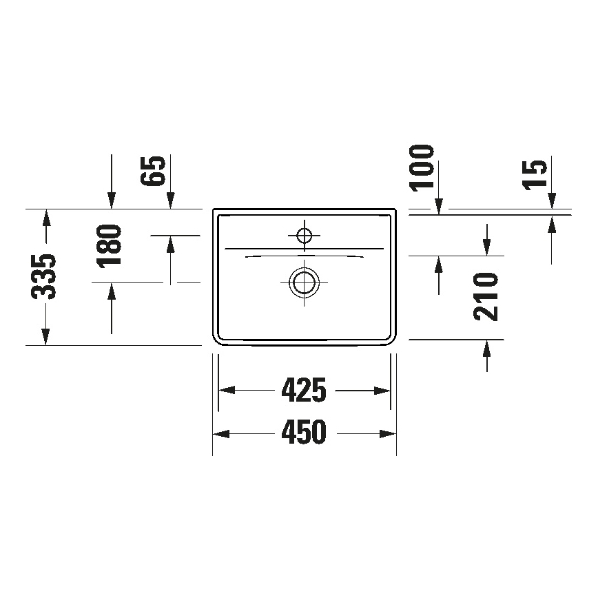 Duravit 738450041 - Seinäasennettava pesuallas D-NEO 45x33,5 cm keramiikka/kiiltävä valkoinen