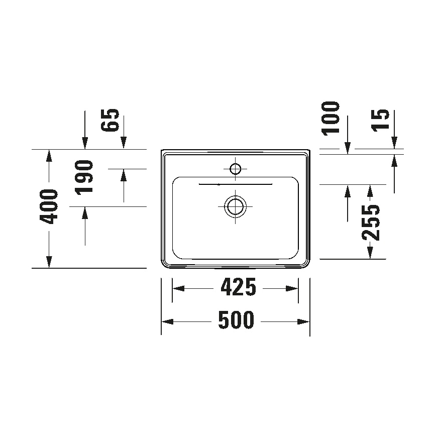 Duravit 742500060 - Seinään asennettava pesuallas D-NEO 50x40 cm keramiikka/kiiltävä valkoinen