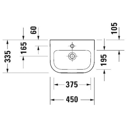 Duravit 7484500002 - Seinään asennettava pesuallas D-CODE 45 x 33,5 cm keramiikka/kiiltävä valkoinen