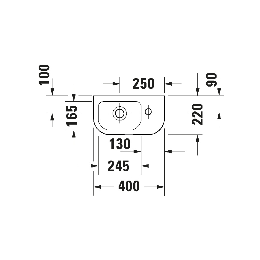 Duravit 7494000412 - Seinään kiinnitettävä pesuallas D-CODE 40x22 cm keramiikka/kiiltävä valkoinen