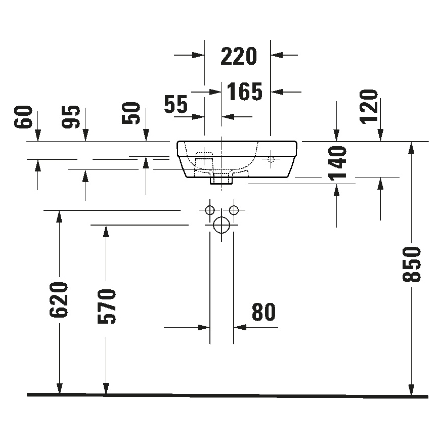 Duravit 7494000412 - Seinään kiinnitettävä pesuallas D-CODE 40x22 cm keramiikka/kiiltävä valkoinen