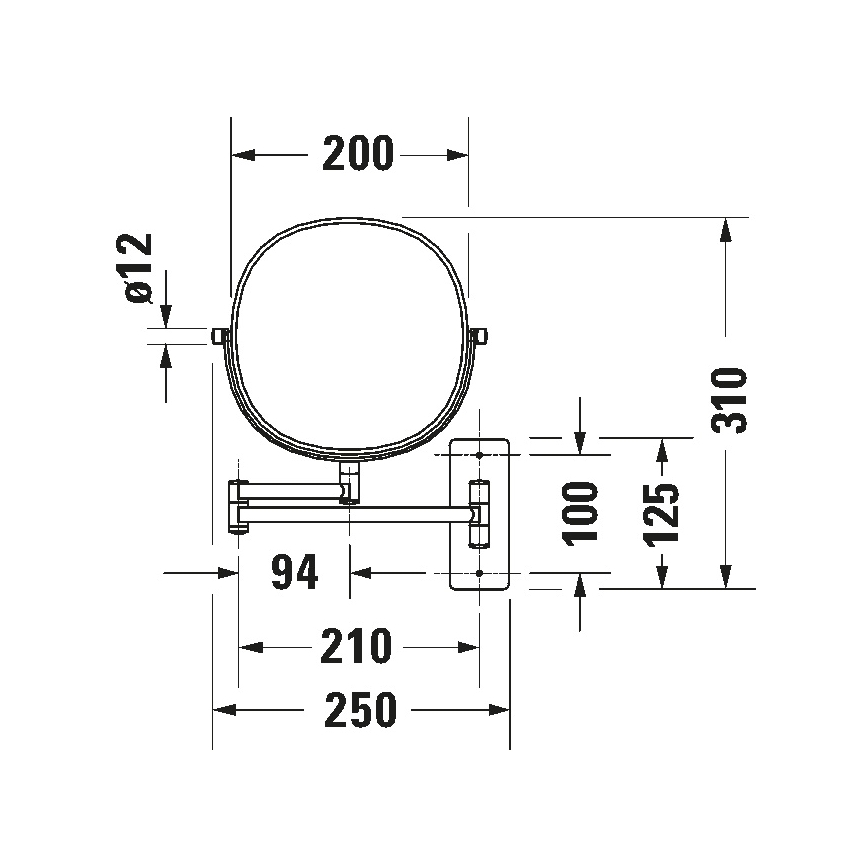 Duravit 99121000 - Seinälle asennettava meikkipeili D-CODE, kiiltävä kromi
