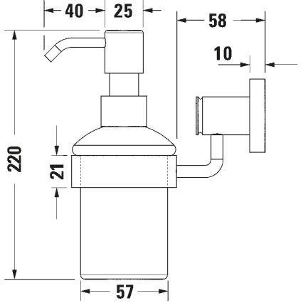 Duravit 99161000 -Seinään asennettava saippua-annostelija D-CODE 390 ml maitolasi/kiiltävä kromi