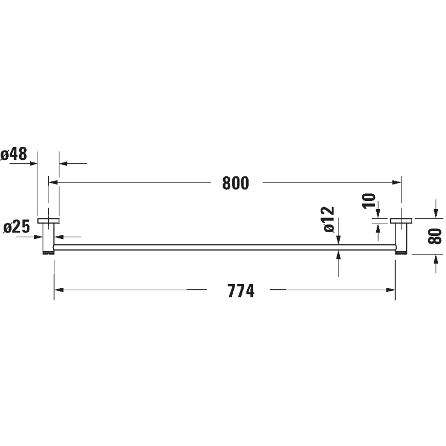 Duravit 99231000 - D-CODE seinään asennettava pyyheteline 84,5 cm kiiltävä kromi