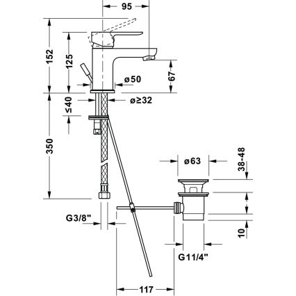Duravit DC1013001046 - Lavuaarihana + tyhjennysventtiili D-CODE mattamusta