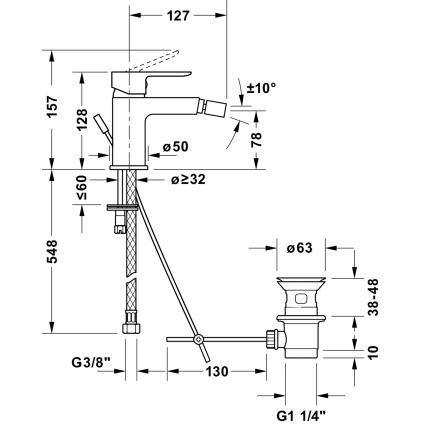 Duravit DC2400011010 - D-CODE bidehana, kiiltävä kromi