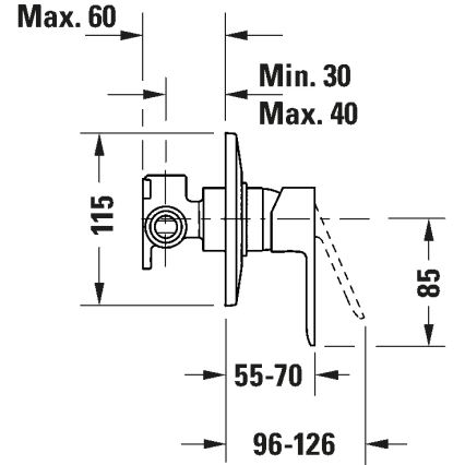 Duravit DC4210007046 - Suihkuhana uppoasennukseen D-CODE mattamusta