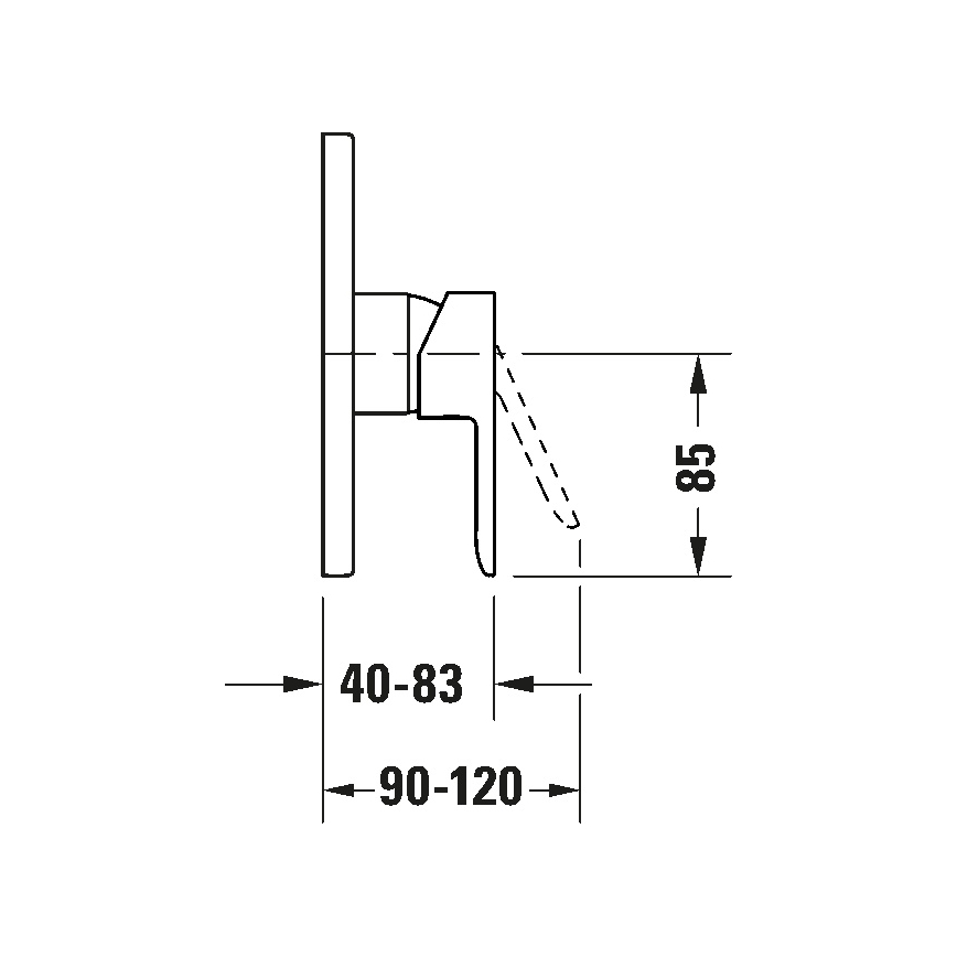 Duravit DC4210010046 - D-CODE upotettava suihkuhana, mattamusta