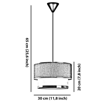 ECHO-riippuvalaisin kaapelilla 1xE27/60W/230V, kermanvärinen