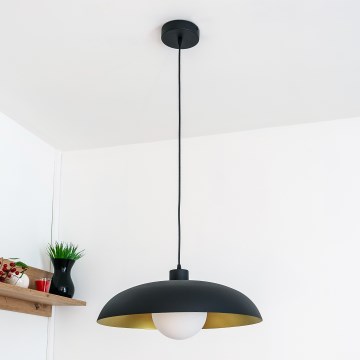 ECLIPSE-riippuvalaisin kaapelilla 1xE27/15W/230V musta/kulta