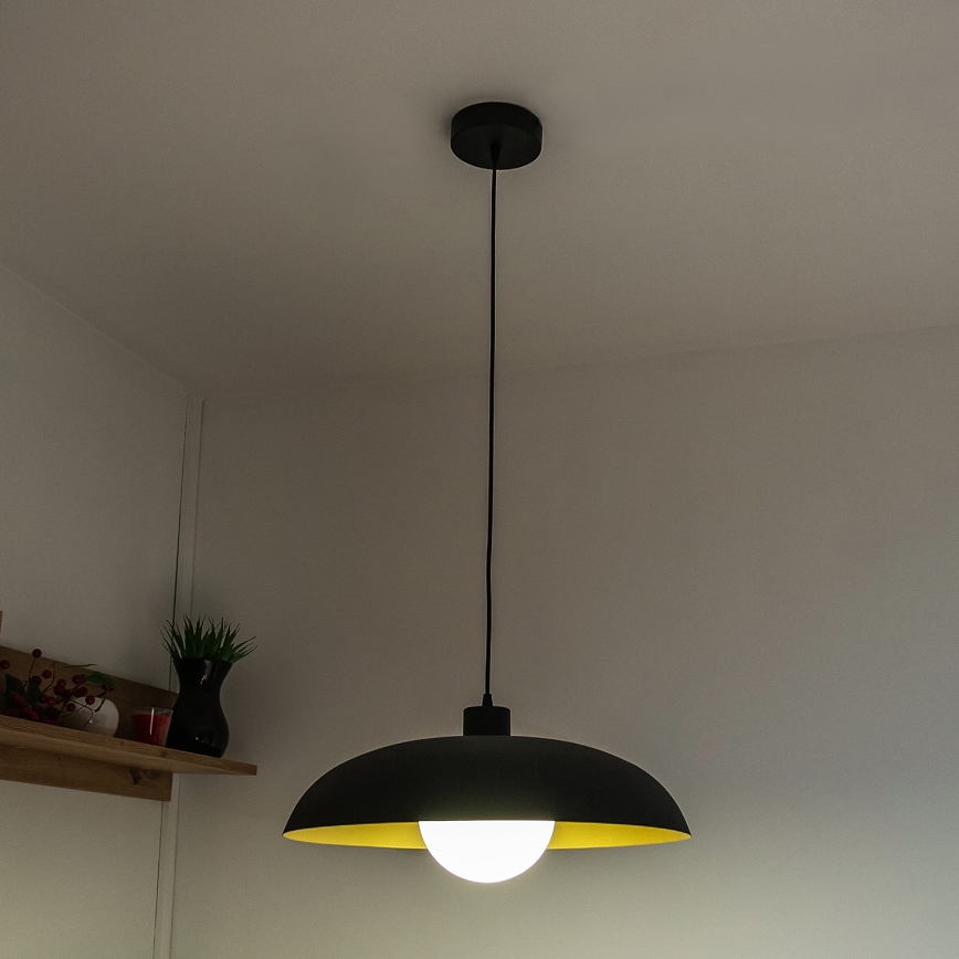 ECLIPSE-riippuvalaisin kaapelilla 1xE27/15W/230V musta/kulta