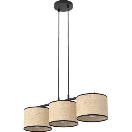 ECO-riippuvalaisin johdolla 3xE27/15W/230V beige/rottinki