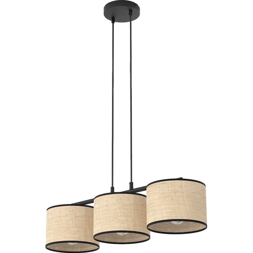 ECO-riippuvalaisin johdolla 3xE27/15W/230V beige/rottinki