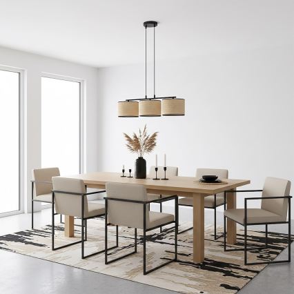 ECO-riippuvalaisin johdolla 3xE27/15W/230V beige/rottinki
