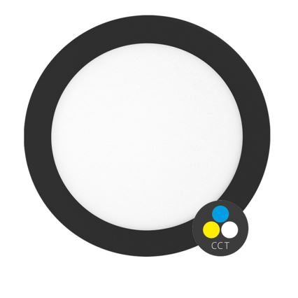 LED Kylpyhuoneen upotettava valo LADA LED/18W/230V 3000/4000/6000K halkaisija 22 cm IP44 musta