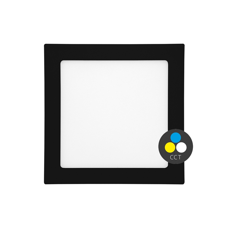 LED Kylpyhuoneen upotettava valo RAFA LED/12W/230V 3000/4000/6000K 17x17 cm IP44 musta