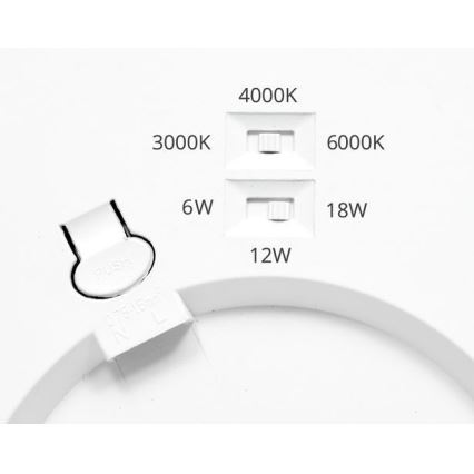 Himmennettänä LED-paneeli LEXA LED/6/12/18W/230V 3000/4000/6000K halkaisija 22,5 cm valkoinen