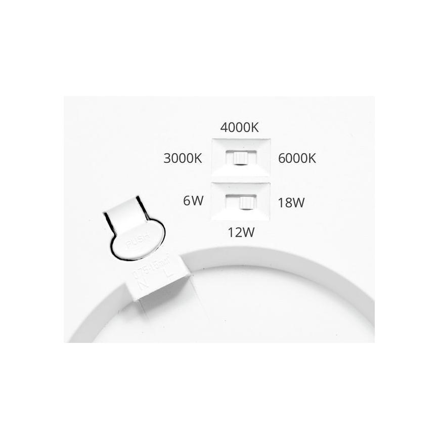 Himmennettänä LED-paneeli LEXA LED/6/12/18W/230V 3000/4000/6000K halkaisija 22,5 cm valkoinen