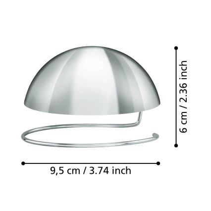 Eglo 11907 - Koristeellinen pallomainen kanta lampulle G95 kiiltävä kromi