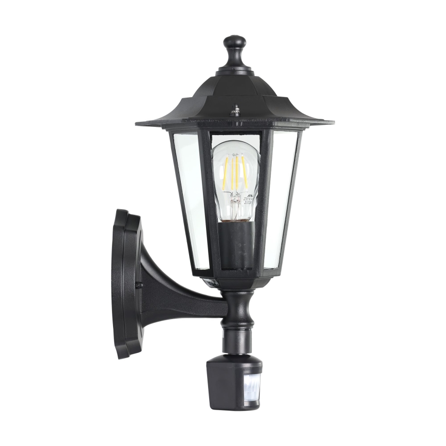 EGLO 22469 - Ulkoseinävalaisin anturilla LATERNA 1xE27/60W musta