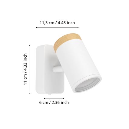 Eglo - Kylpyhuoneen seinäspotti 1xGU10/3W/230V IP44 valkoinen/beige