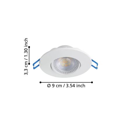 Eglo - Setti 7 kpl LED-uppovalaisinta LED/4,9W/230V 2700/4000/6500K Ø 9 cm valkoinen