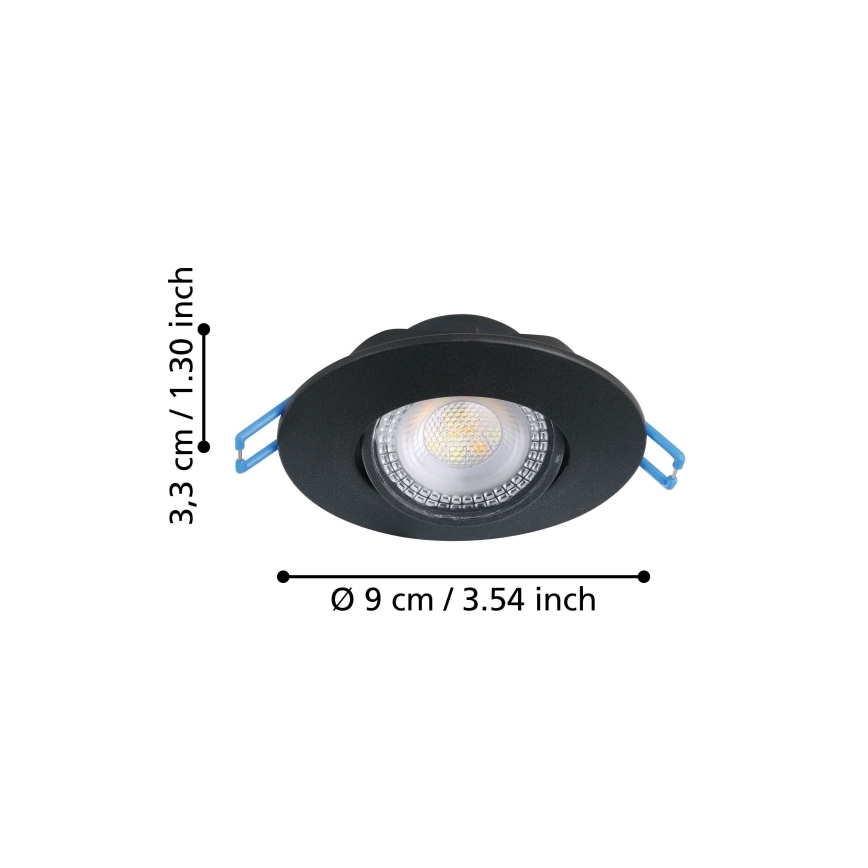 Eglo - 3xLED-setti upotettava kattovalaisin LED/4,9W/230V 2700/4000/6500K halkaisija 9 cm musta
