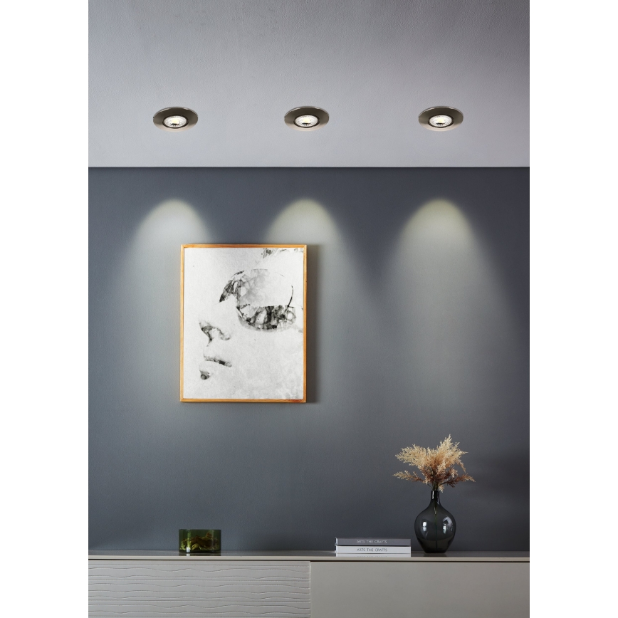 Eglo - Setti 10 kpl LED-uppovalaisinta LED/4,9W/230V 2700/4000/6500K Ø 9 cm mattakromi