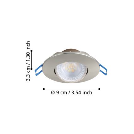 Eglo - Setti 10 kpl LED-uppovalaisinta LED/4,9W/230V 2700/4000/6500K Ø 9 cm mattakromi