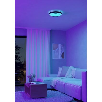 Eglo 300688 - LED RGBW Himennettävä kattovalaisin MONTERIGGIONI-Z LED/18,5W/230V 2700-6500K Ø 38,4 cm musta + kaukosäädin