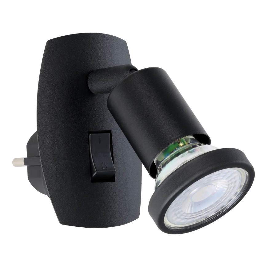 Eglo - LED-valaisin pistorasiaan 1xGU10/4,5W/230V, musta