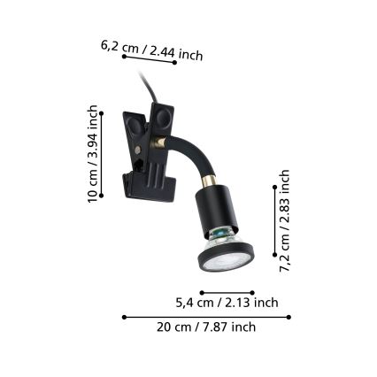 Eglo - LED-valaisin klipsillä 1xGU10/4,5W/230V musta