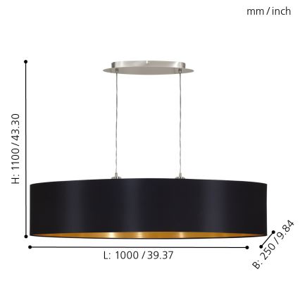 Eglo 31616 - Kattokruunu narulla MASERLO 2xE27/60W/230V