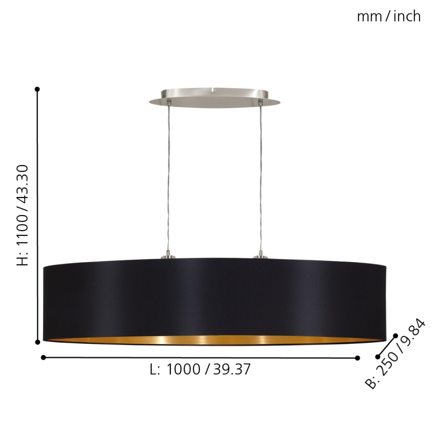 Eglo 31616 - Kattokruunu narulla MASERLO 2xE27/60W/230V