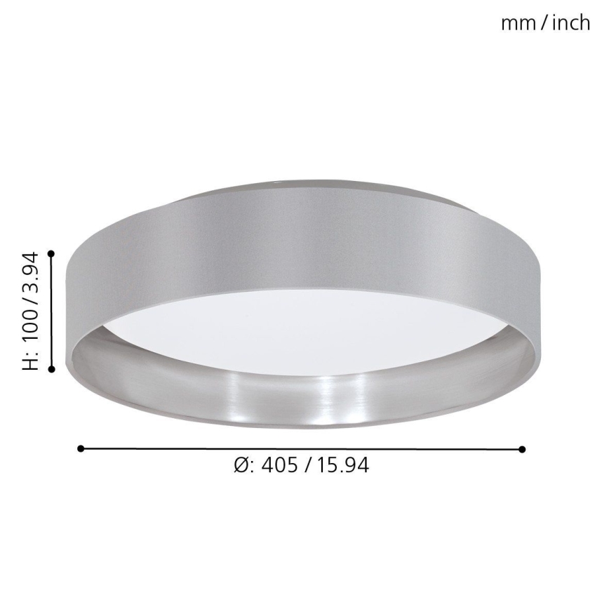 Eglo 31623 - MASERLO LED-kattovalaisin, 16 W / 230 V, 3000 K, halkaisija 40,5 cm, harmaa/hopea