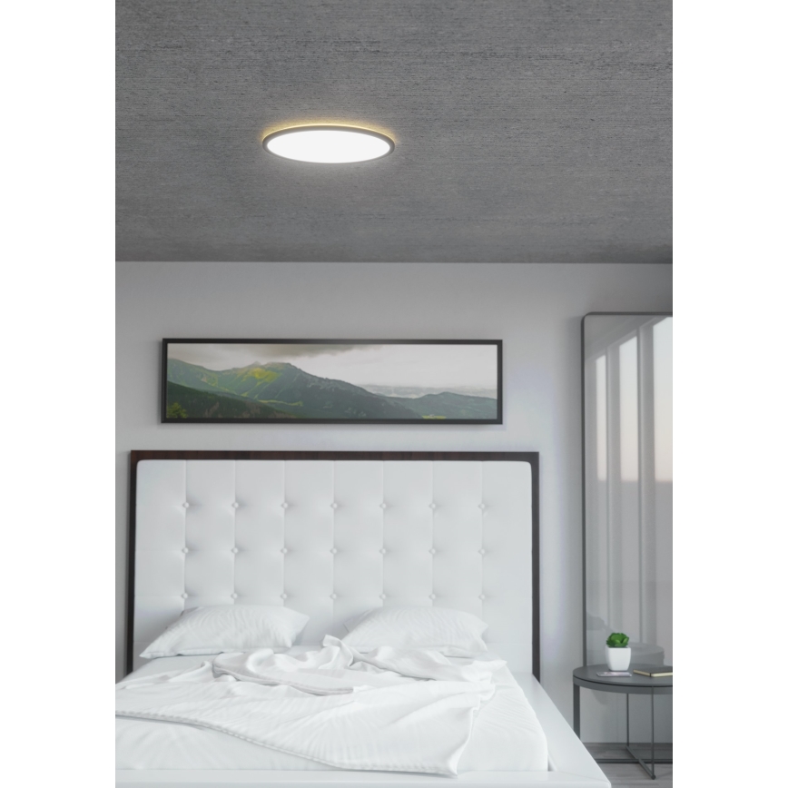 Eglo 31704 - LED RGBW Himmennettävä kattovalaisin ROVITO-Z 1xLED/16,5W/230V 2700-6500K halkaisija 42 cm musta