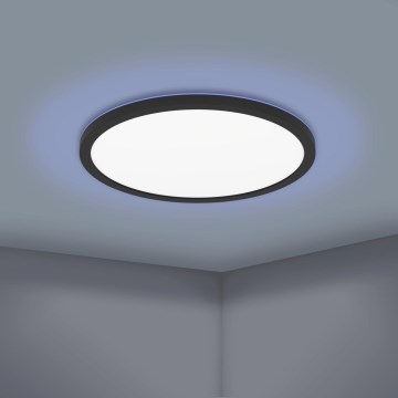 Eglo 31704 - LED RGBW himmennettävä kattovalaisin ROVITO-Z 1xLED/16,5W/230V 2700-6500K Ø 42 cm musta + kaukosäädin