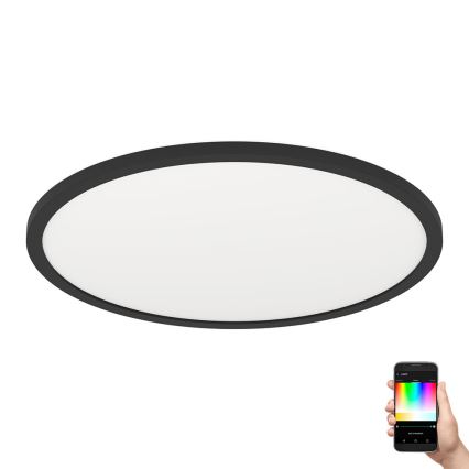 Eglo 31704 - LED RGBW himmennettävä kattovalaisin ROVITO-Z 1xLED/16,5W/230V 2700-6500K Ø 42 cm musta + kaukosäädin