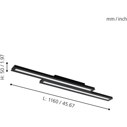 Eglo 31715 - LED RGBW himmennettävä kattovalaisin SALITERAS-Z LED/20,4W/230V 2700-6500K musta