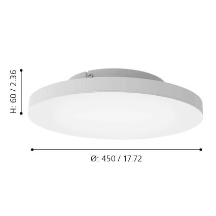 Eglo 31728 - LED RGBW himmennettävä kattovalaisin TURCONA-Z LED/22,4W/230V 2700-6500K valkoinen