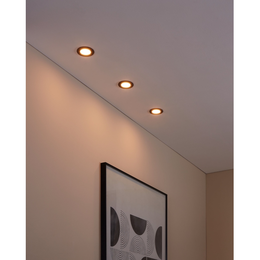 Eglo 31743 - 3 kpl setti himmennettäviä LED-upotettavia kylpyhuoneen alasvalaisimia FUEVA-Z LED/2,8W/230V 2700-6500 K IP44 musta halkaisija 8,5 cm
