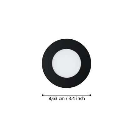 Eglo 31743 - 3 kpl setti himmennettäviä LED-upotettavia kylpyhuoneen alasvalaisimia FUEVA-Z LED/2,8W/230V 2700-6500 K IP44 musta halkaisija 8,5 cm
