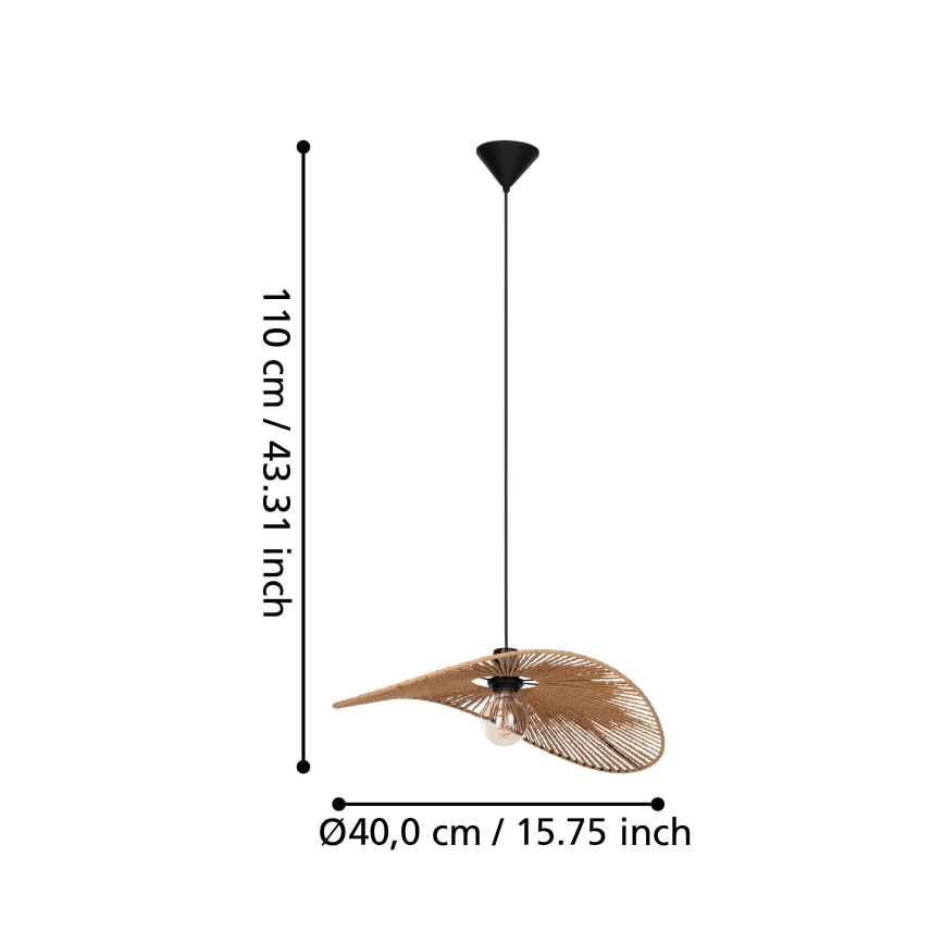Eglo - Riippuvalaisin vaijerilla 1xE27/42W/230V 56 cm ruskea/musta