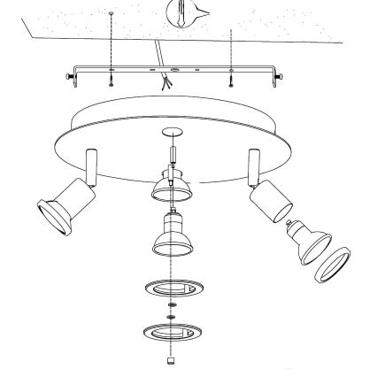 Eglo 32001 - LED-kattovalaisin PAWEDO 1 4xGU10-LED/3W/230V